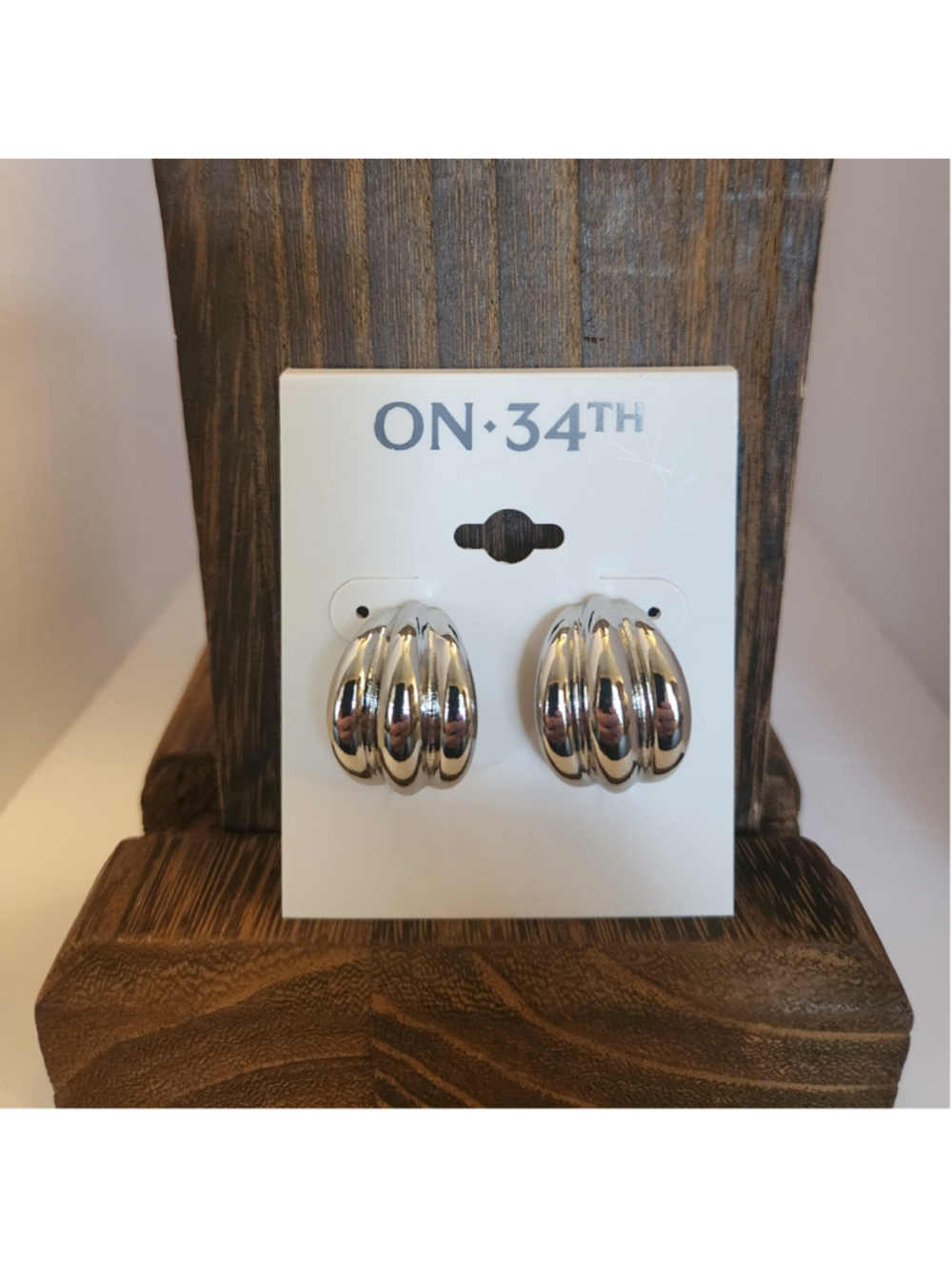 ON 34TH Silver Button Earrings - Picture 6 of 8